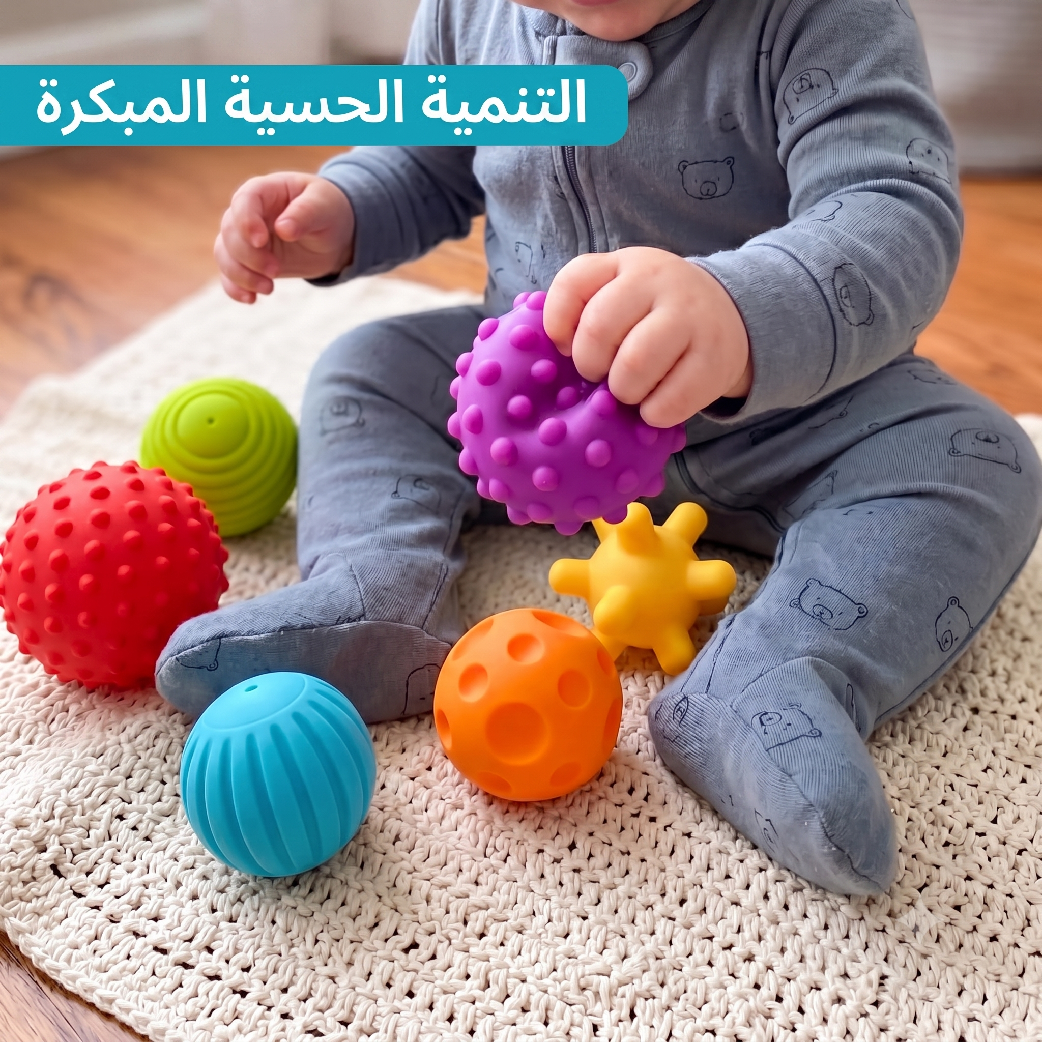طقم 6 كرات حسية ناعمة وممتعة للرضع والأطفال