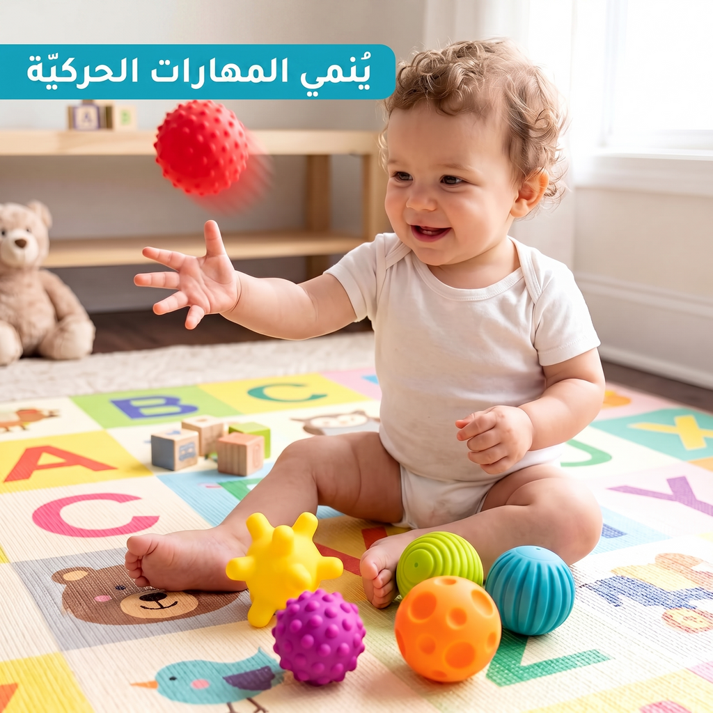 طقم 6 كرات حسية ناعمة وممتعة للرضع والأطفال