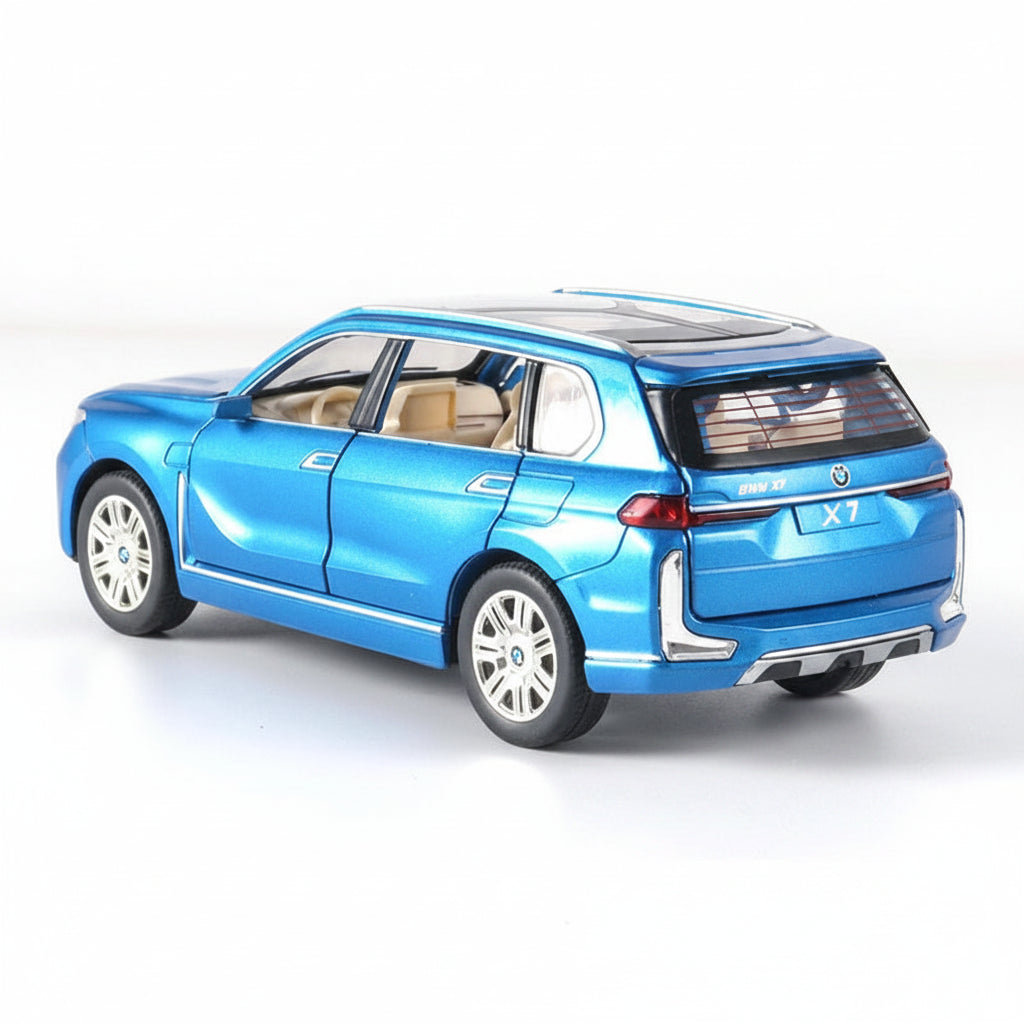 Blue SUV model on a white background