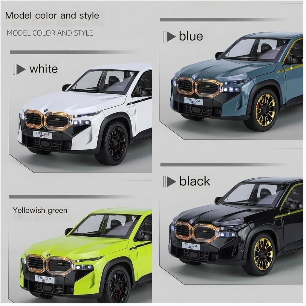 Four different colored BMW vehicles displayed with color options.