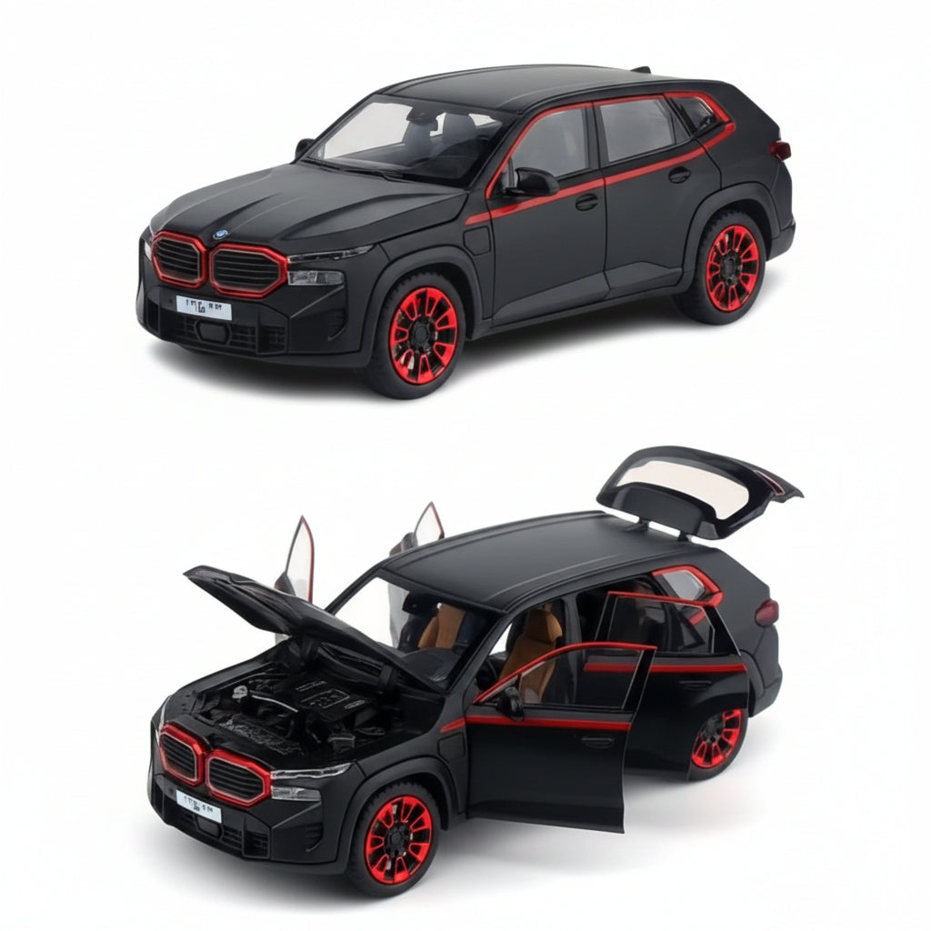 Black SUV model with red accents on a white background
