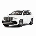 White model car with Mercedes-Benz logo on a white background