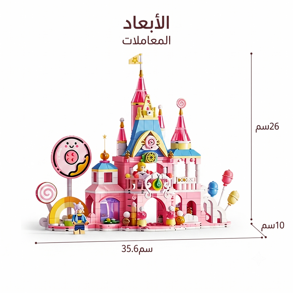 مجموعة مكعبات حكايات قلعة الحلوى - بدمية وألوان ماكارون - 701 قطعة
