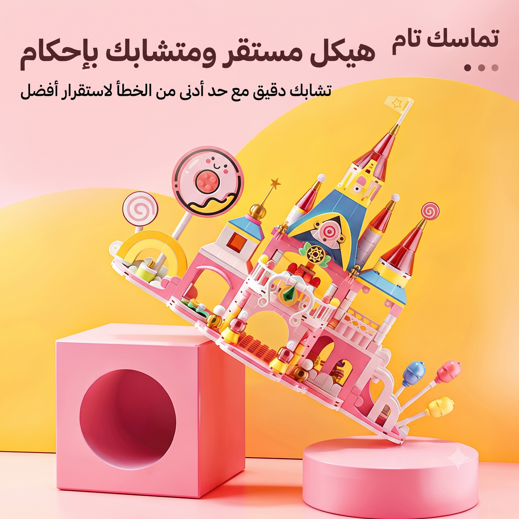 مجموعة مكعبات حكايات قلعة الحلوى - بدمية وألوان ماكارون - 701 قطعة