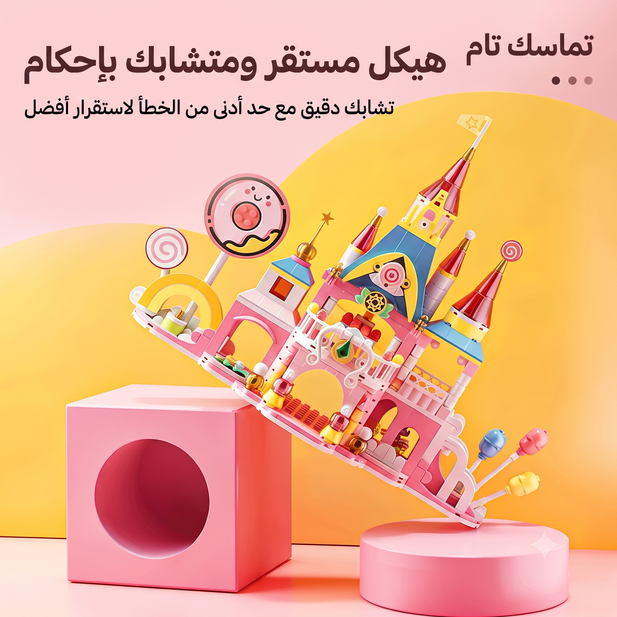 مجموعة مكعبات حكايات قلعة الحلوى - بدمية وألوان ماكارون - 701 قطعة