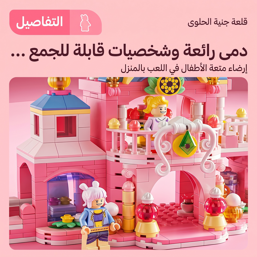 مجموعة مكعبات حكايات قلعة الحلوى - بدمية وألوان ماكارون - 701 قطعة