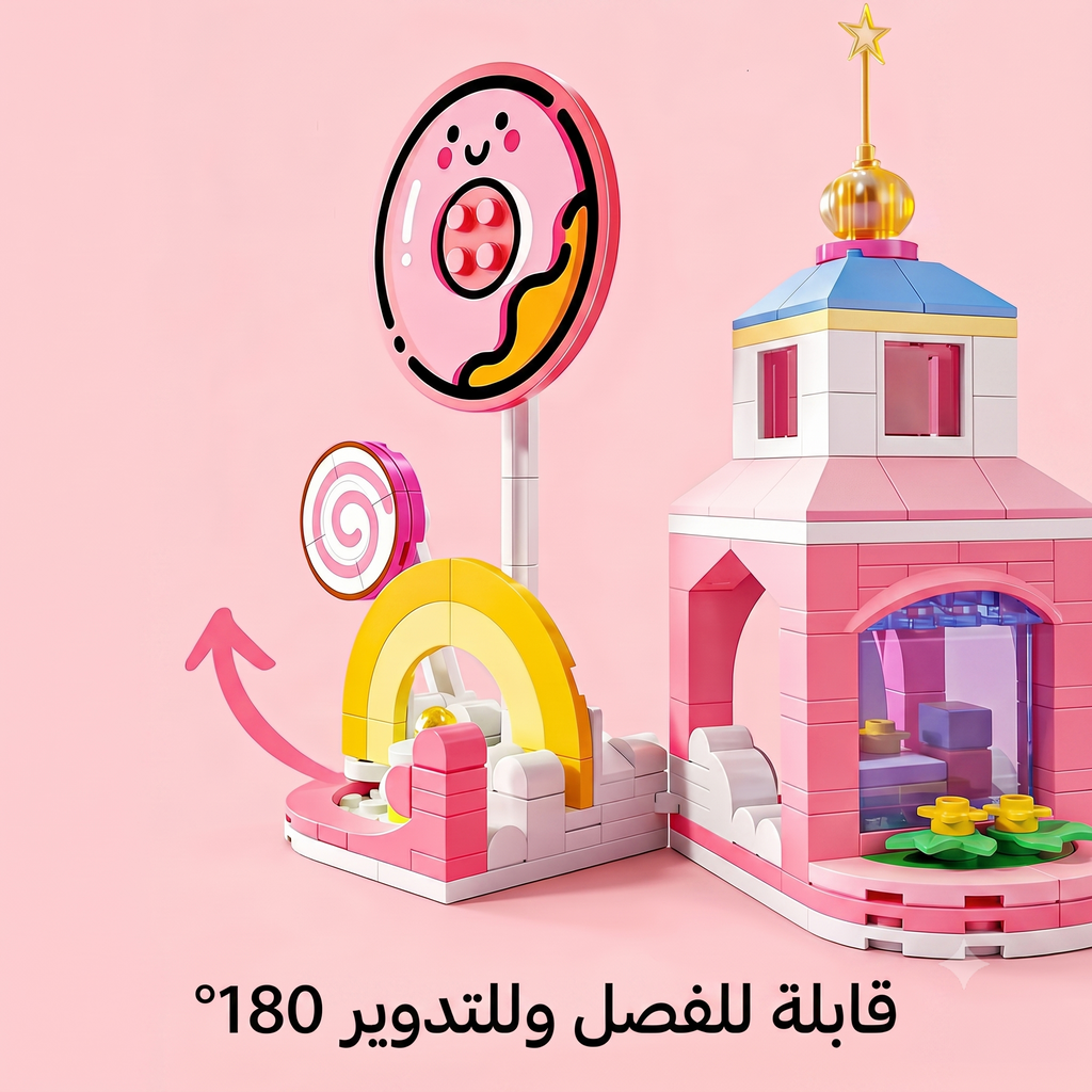 مجموعة مكعبات حكايات قلعة الحلوى - بدمية وألوان ماكارون - 701 قطعة