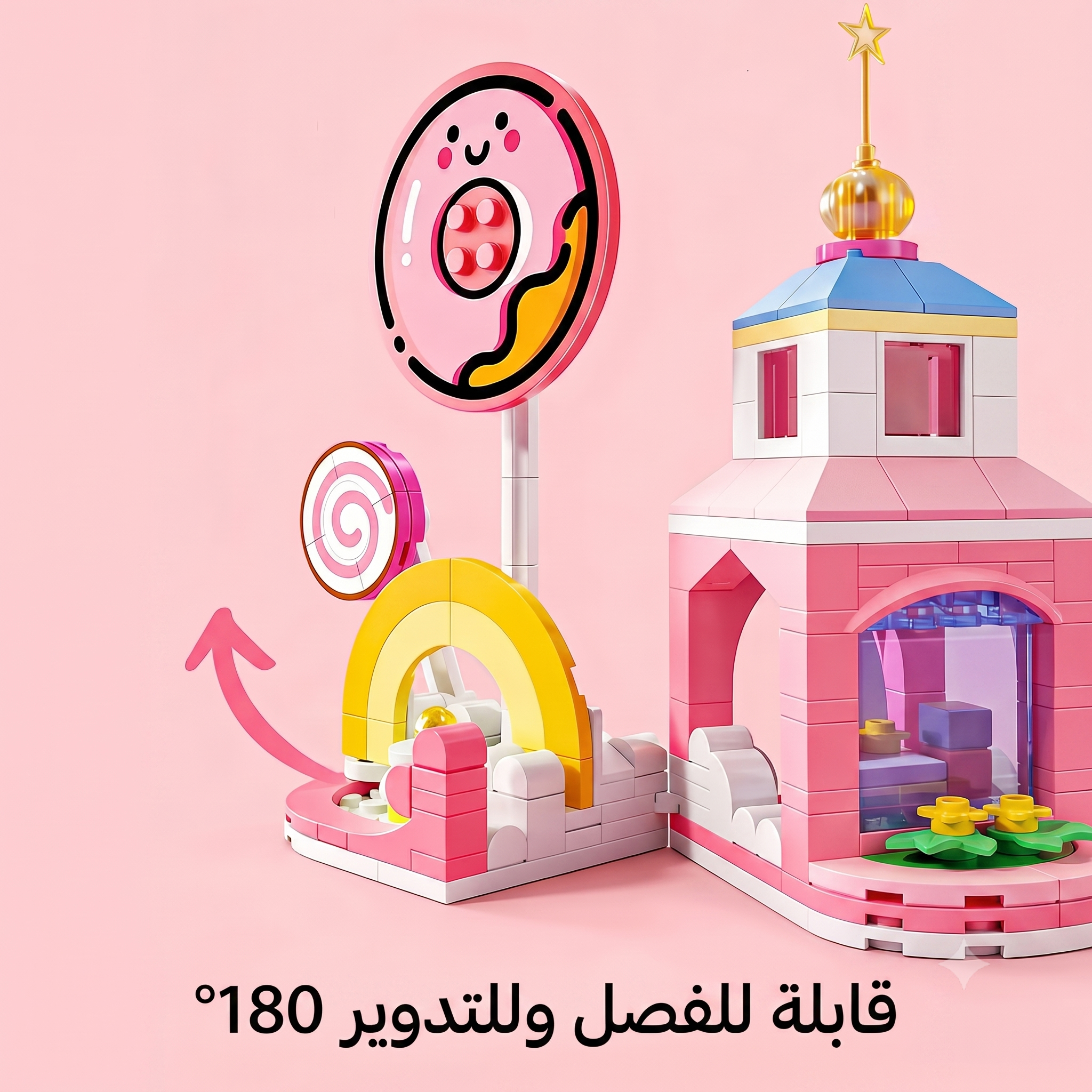 مجموعة مكعبات حكايات قلعة الحلوى - بدمية وألوان ماكارون - 701 قطعة