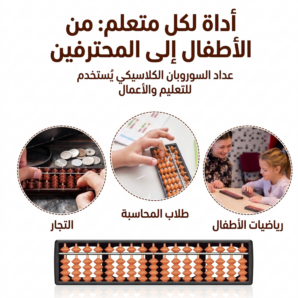معداد صيني تعليمي 17 خانة - تعلّم الجمع والطرح والضرب والقسمة - أداة تعليمية احترافية