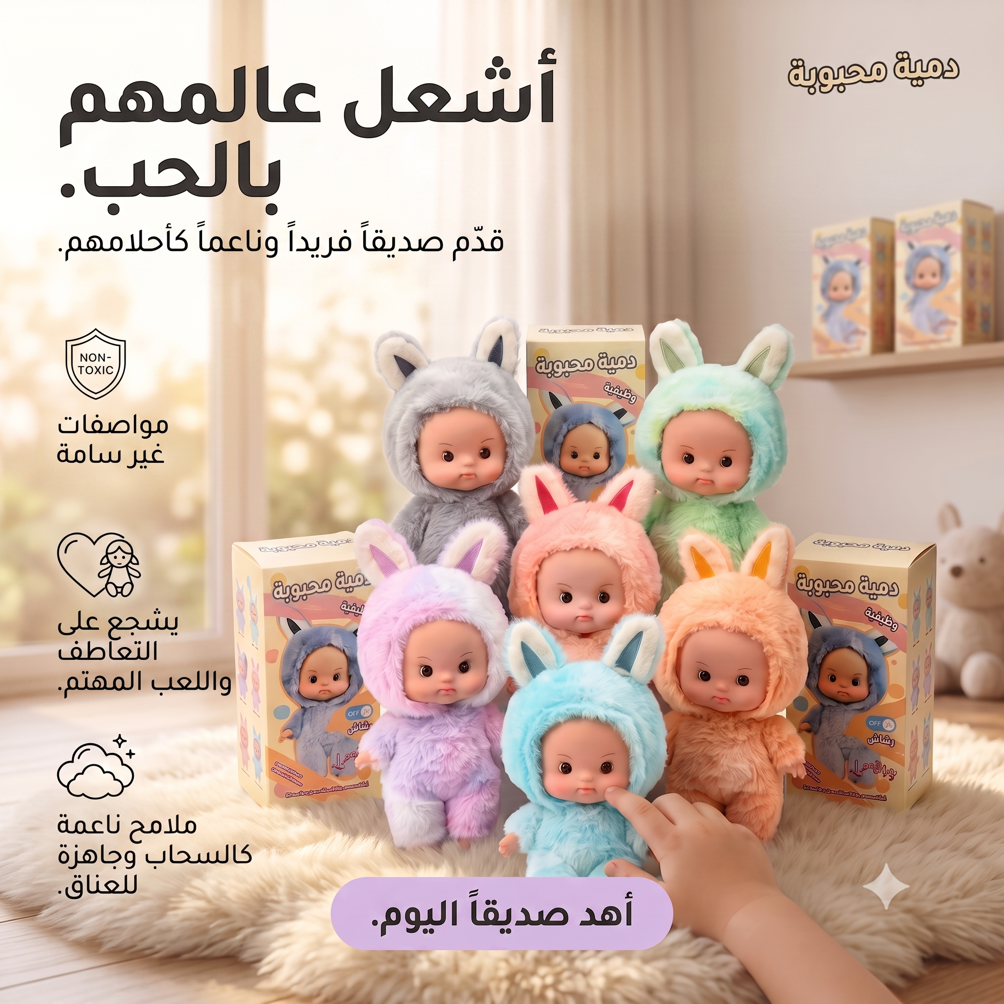 الدمية المحبوبة - فروة ناعمة - أشكال وألوان متعددة