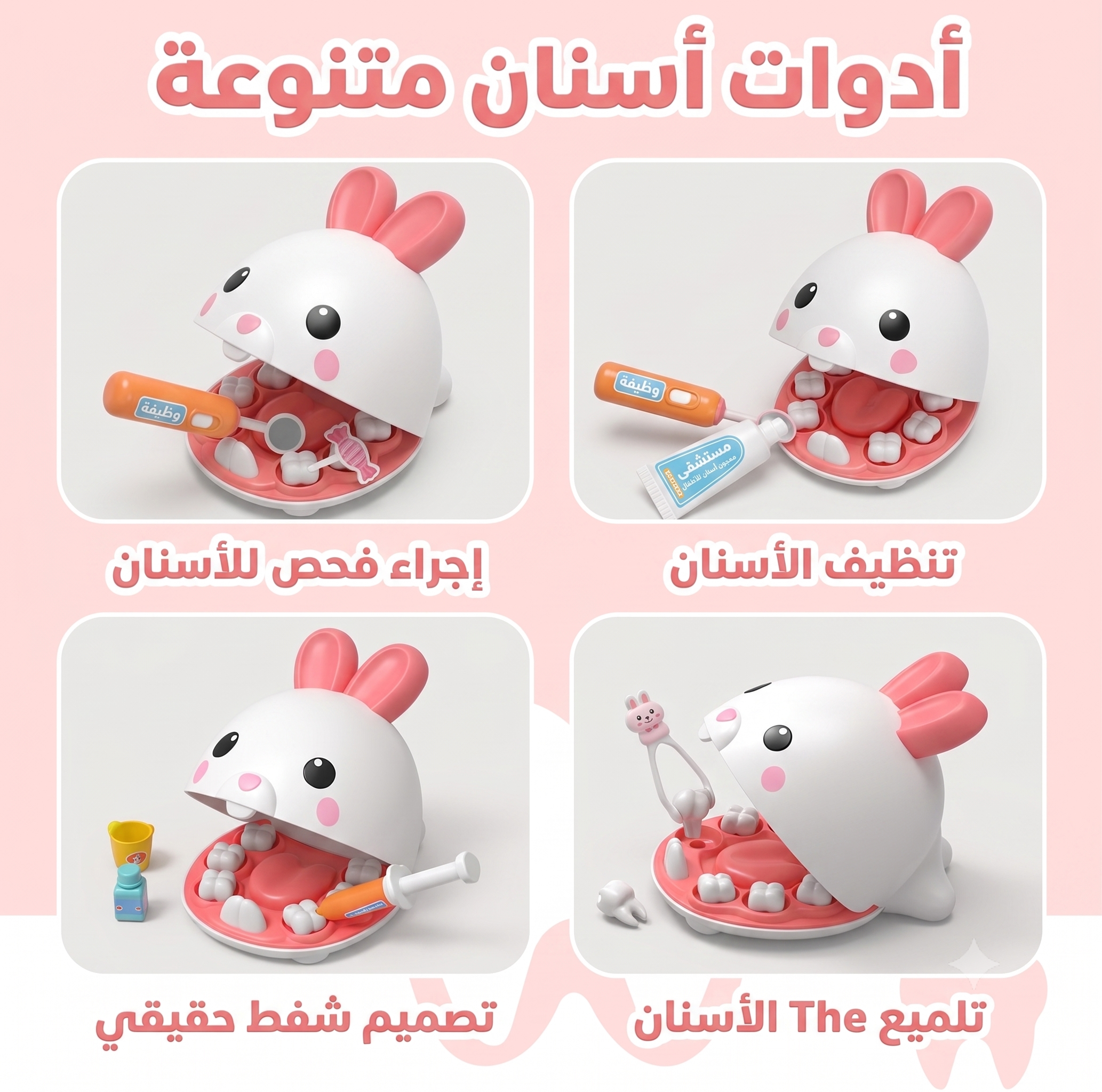 طقم طبيب أسنان الأرنب للأطفال