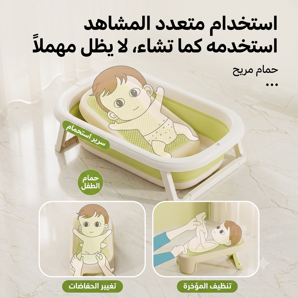 مقعد استحمام الأطفال السيليكون القابل للطي متعدد الاستخدامات
