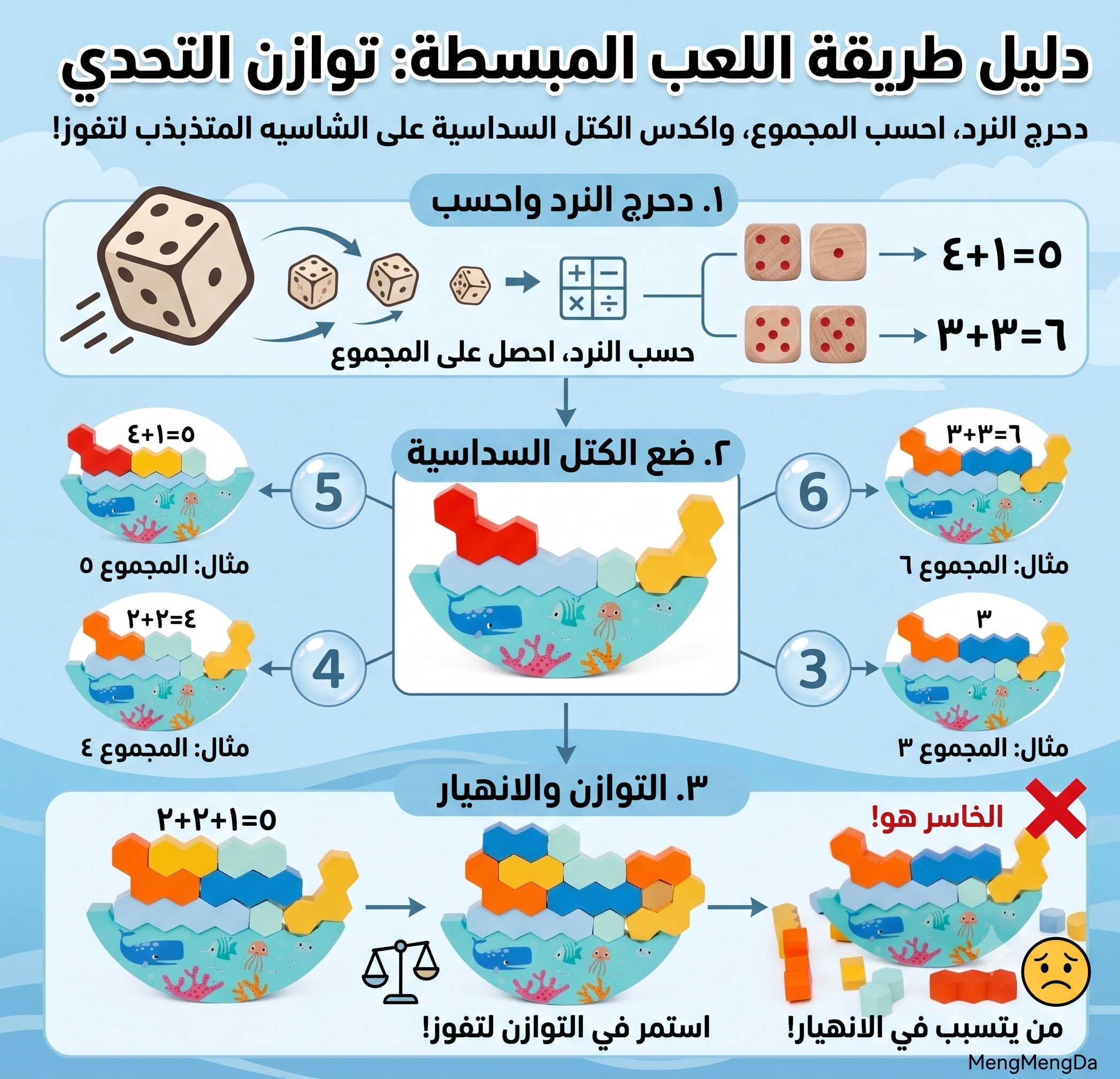 لعبة جينغا الخشبية  - توازن المكعبات التعليمية