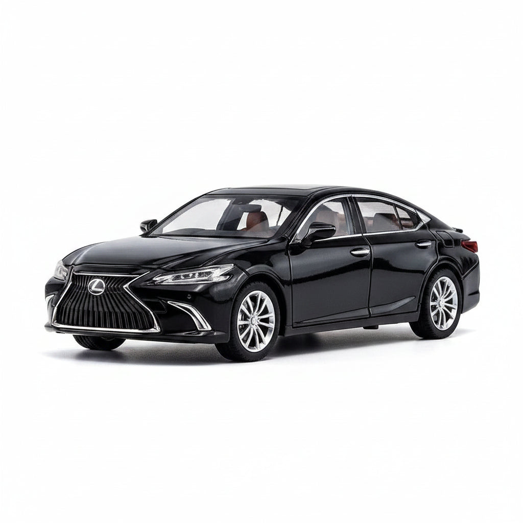 Black Lexus ES300 model car on a gray background