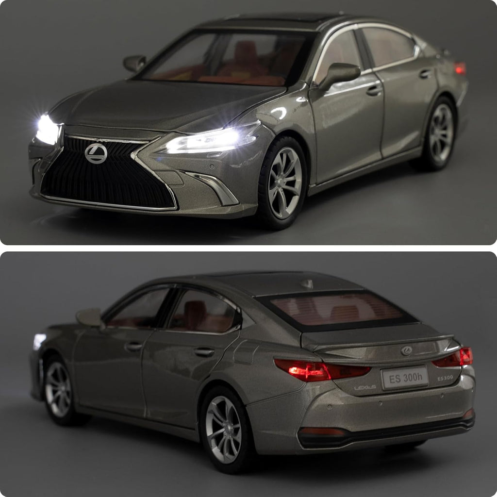 Gray Lexus car shown from front and side on a gray background