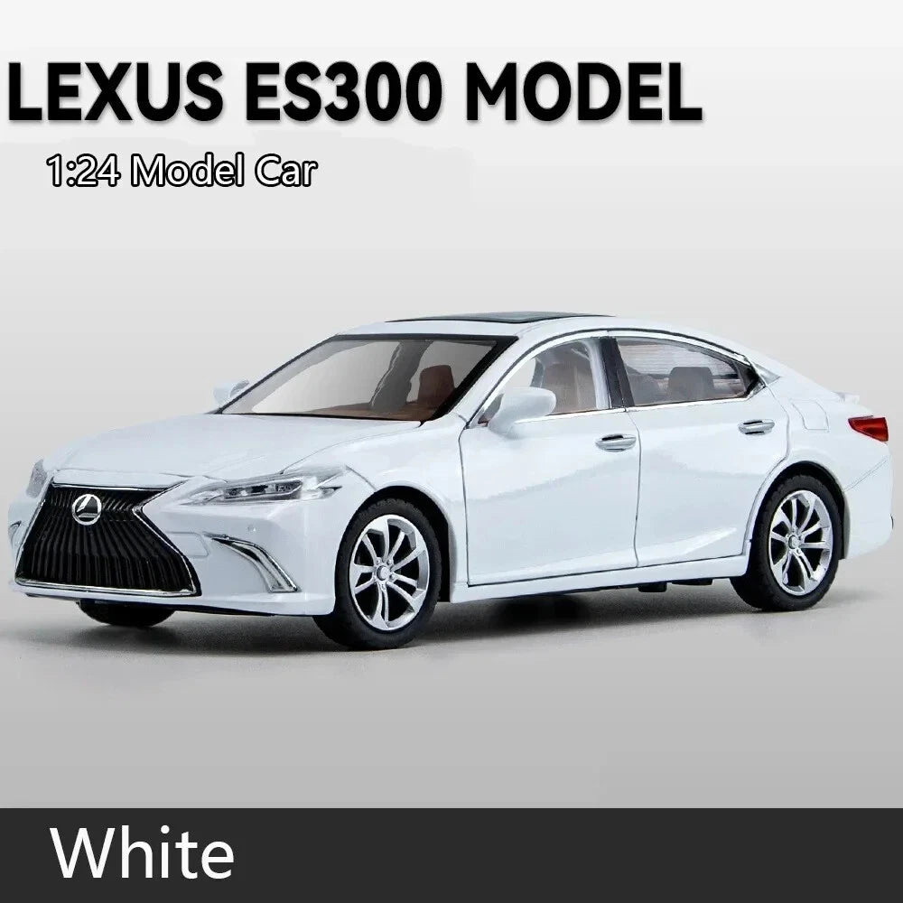 White Lexus ES300 model car on a gray background