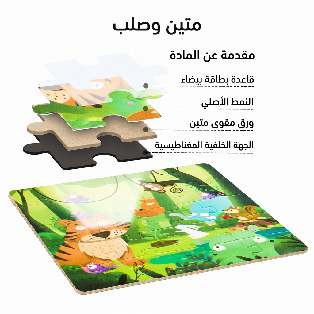كتاب بازل مغناطيسي عالم الحيوانات - 3 مستويات