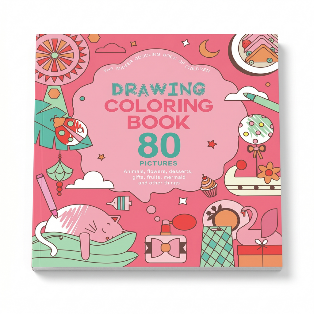 كتاب تلوين ميدر الوردي - 80 صفحة بتصاميم رائعة - حيوانات، حوريات البحر، وأكثر