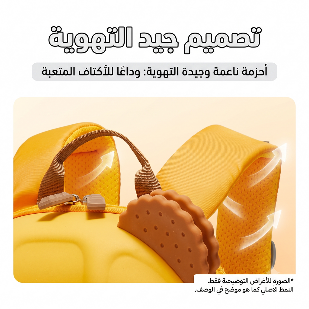 حقيبة ظهر ميدر للأطفال وافل بير 10 إنش - مقاومة للماء وتهوية ممتازة - صفارة مدمجة