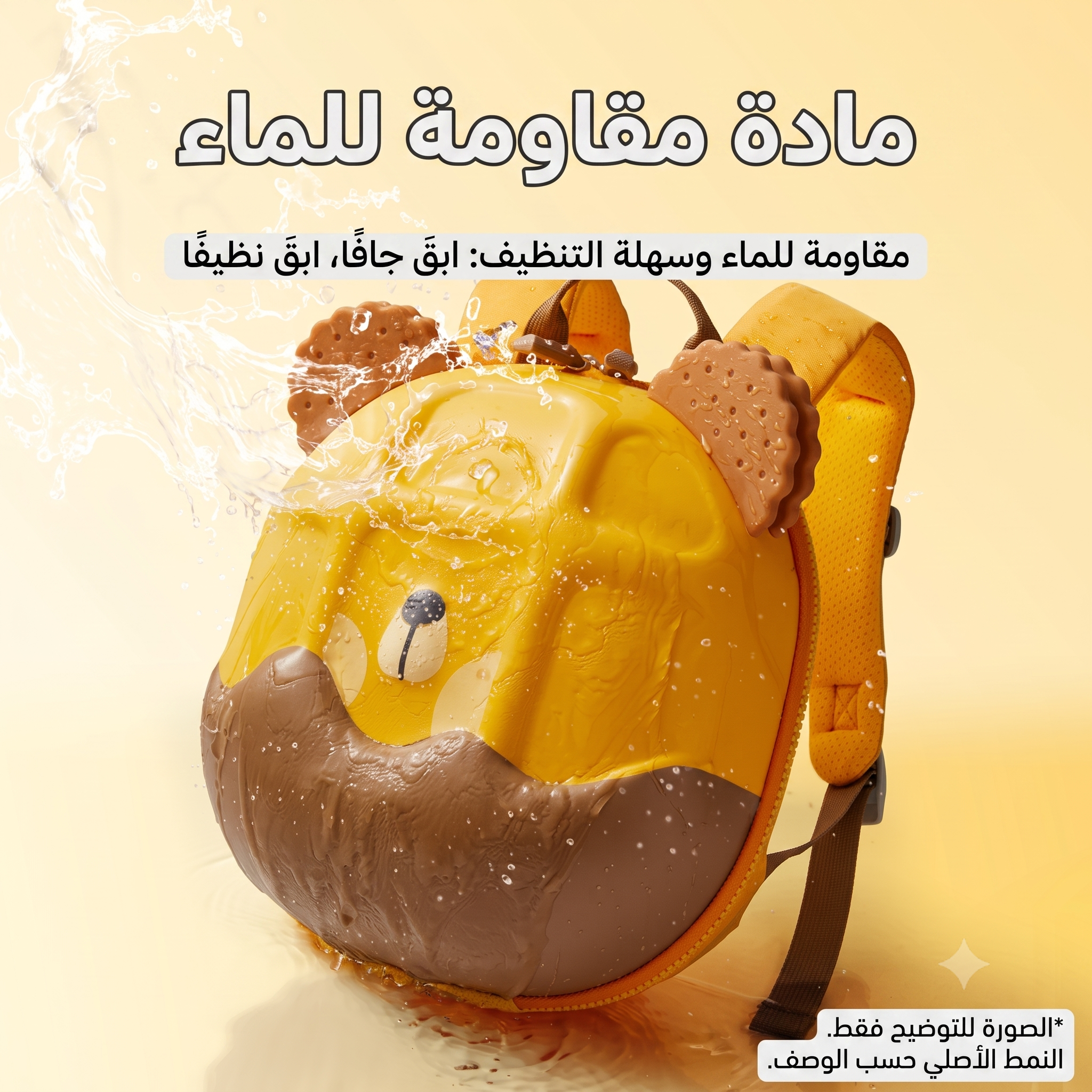 حقيبة ظهر ميدر للأطفال وافل بير 10 إنش - مقاومة للماء وتهوية ممتازة - صفارة مدمجة