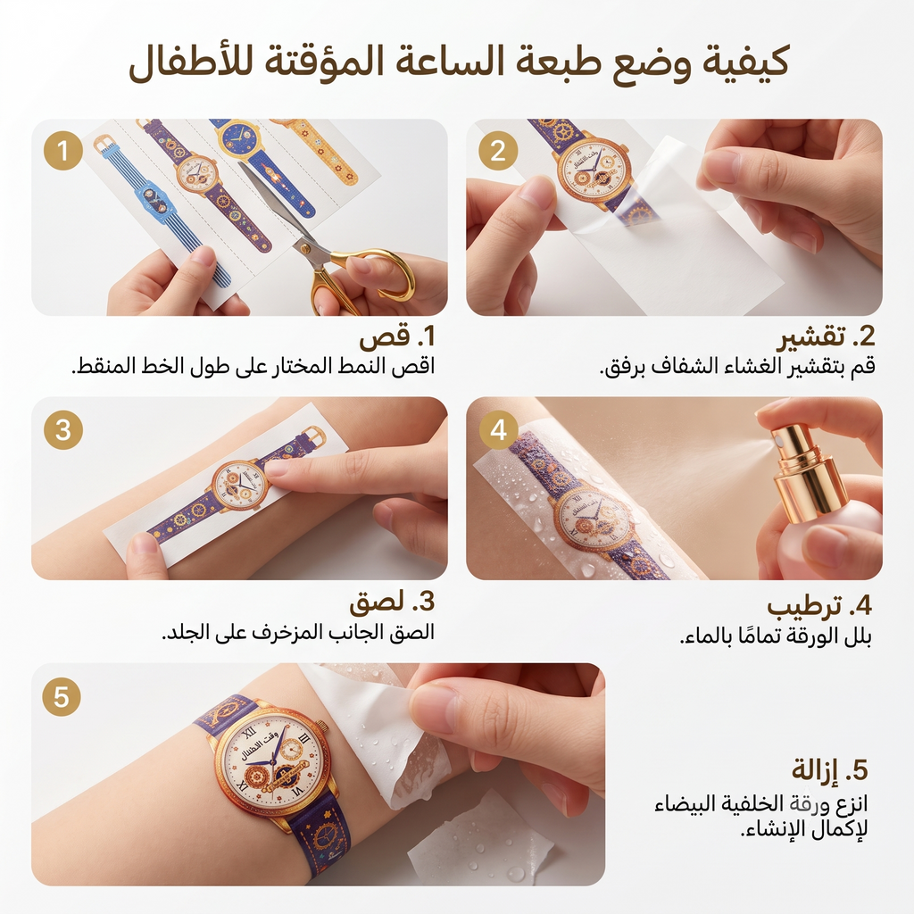 طبعات يد مؤقتة ساعات وأساور للبنات - 20 ساعة + 20 إسورة