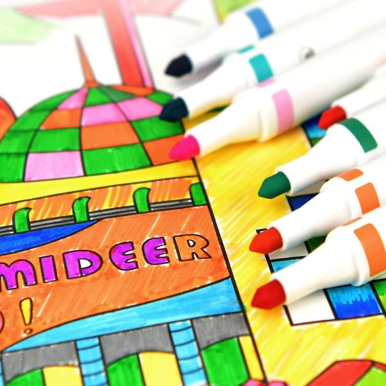 أقلام تلوين قابلة للغسيل 48 لوناً - فرشاة مخروطية و مرنة - آمنة وسهلة التنظيف