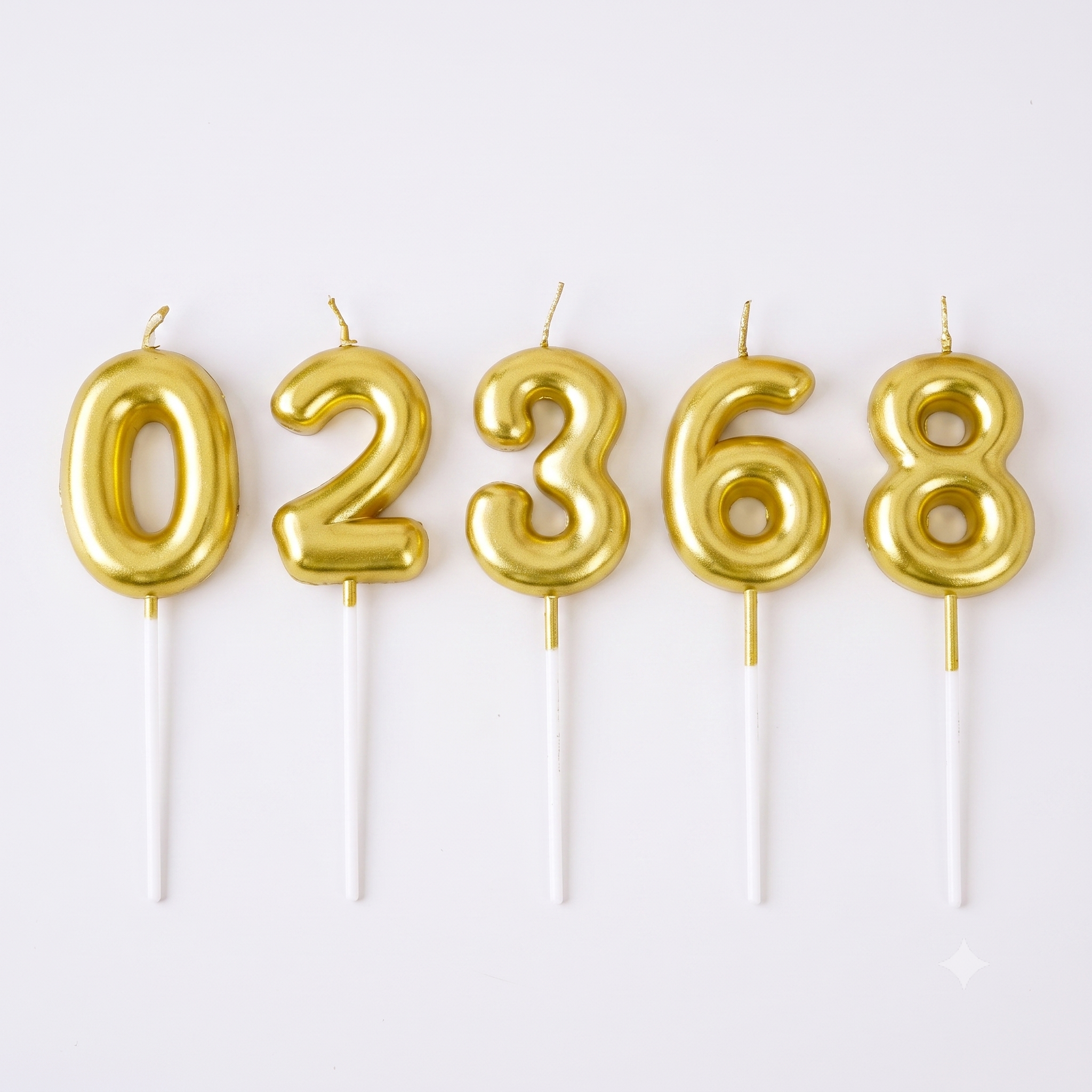شموع ذهبية ثلاثية الأبعاد - الأرقام 0-9 - لتزيين كعكة عيد الميلاد وحفلات الزفاف
