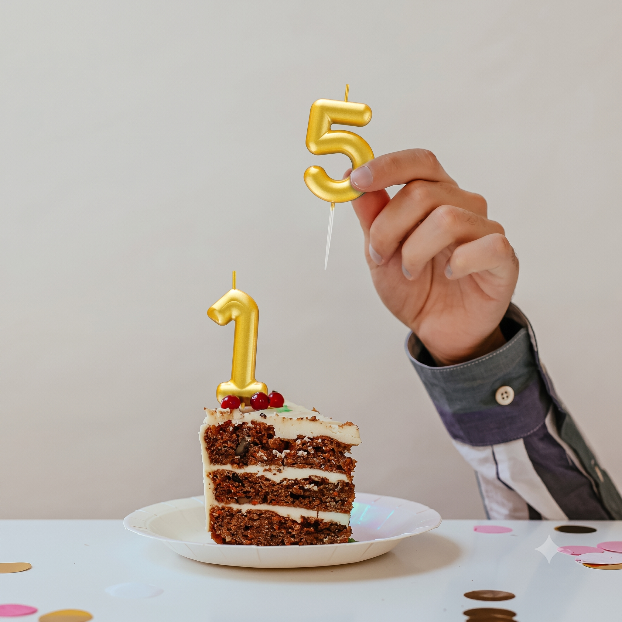 شموع ذهبية ثلاثية الأبعاد - الأرقام 0-9 - لتزيين كعكة عيد الميلاد وحفلات الزفاف