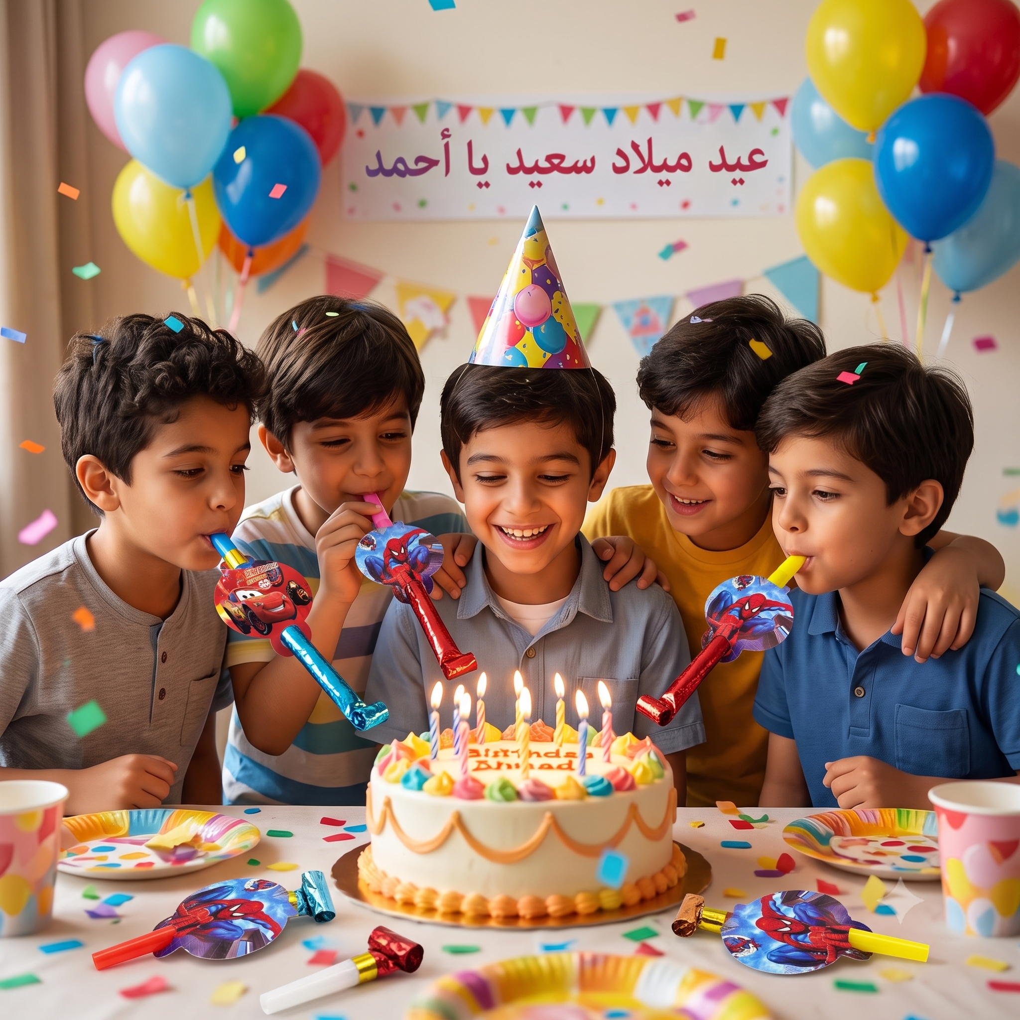 زميطات الفرحة وأعياد الميلاد - 6 قطع - سبايدر مان وسيارات