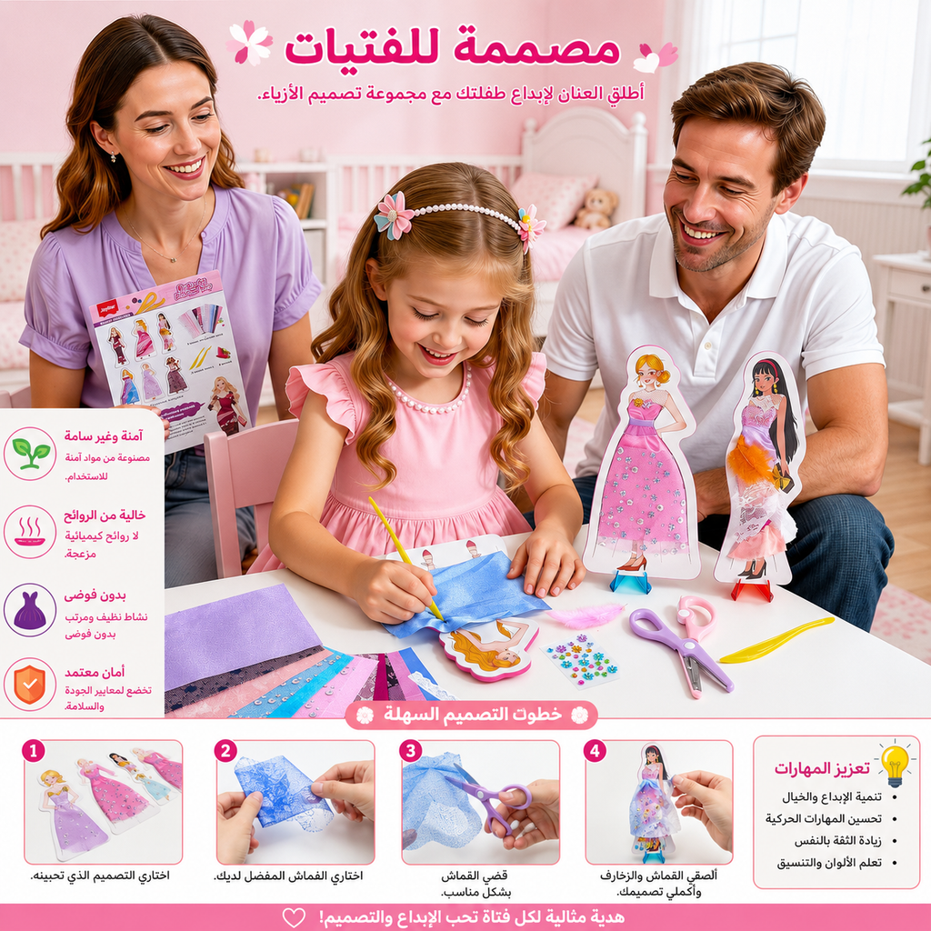 طقم جوي كات لتصميم الأزياء - 6 مانيكانات وقماش حقيقي بدون خياطة