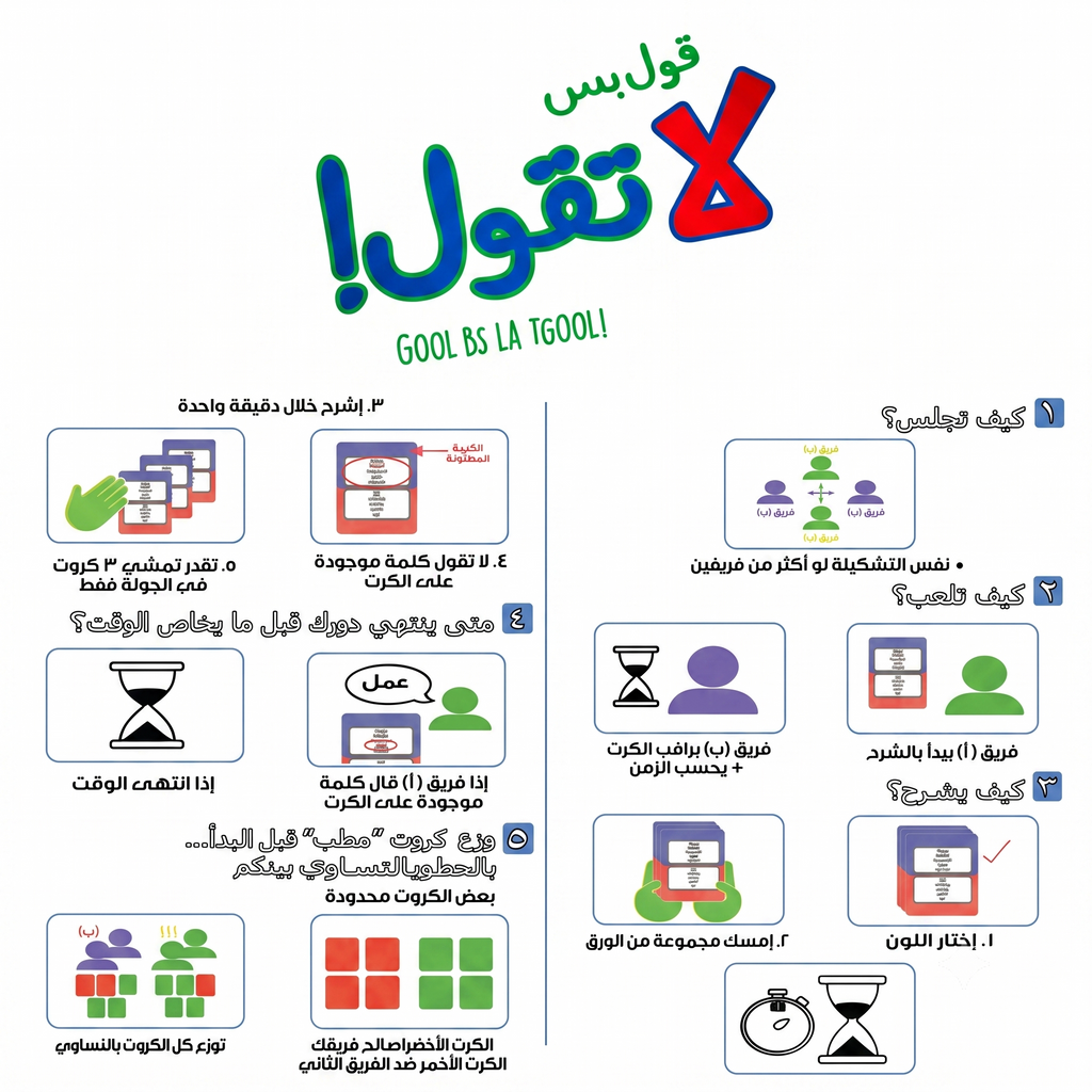 لعبة قول بس لا تقول — الإصدار الثاني | لعبة ورقية جماعية | 2-8 لاعبين