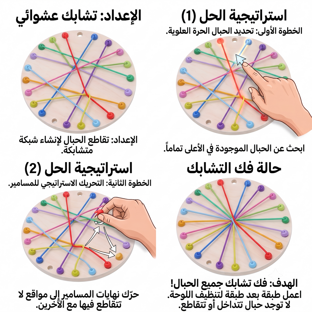 لعبة فك الحبال الخشبية — تحدي التفكير وحل الألغاز | لعبة عائلية تعليمية