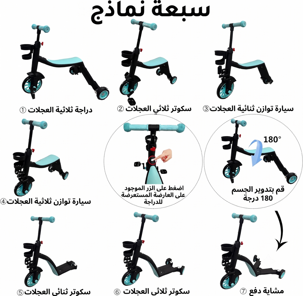 دراجة 3 في 1 - دراجة ثلاثية ودراجة توازن وسكوتر