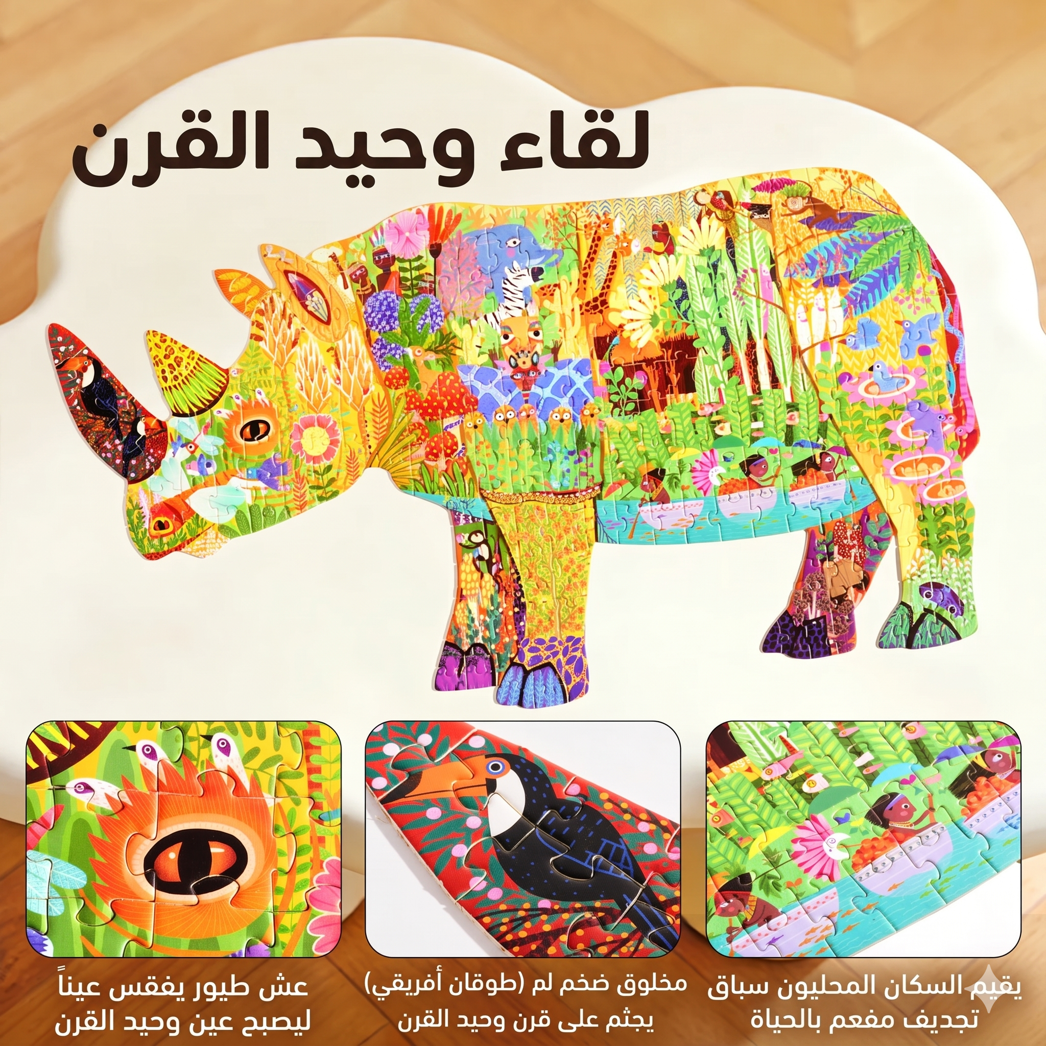 بازل فني وحيد القرن - 280 قطعة - لوحة فنية للعرض