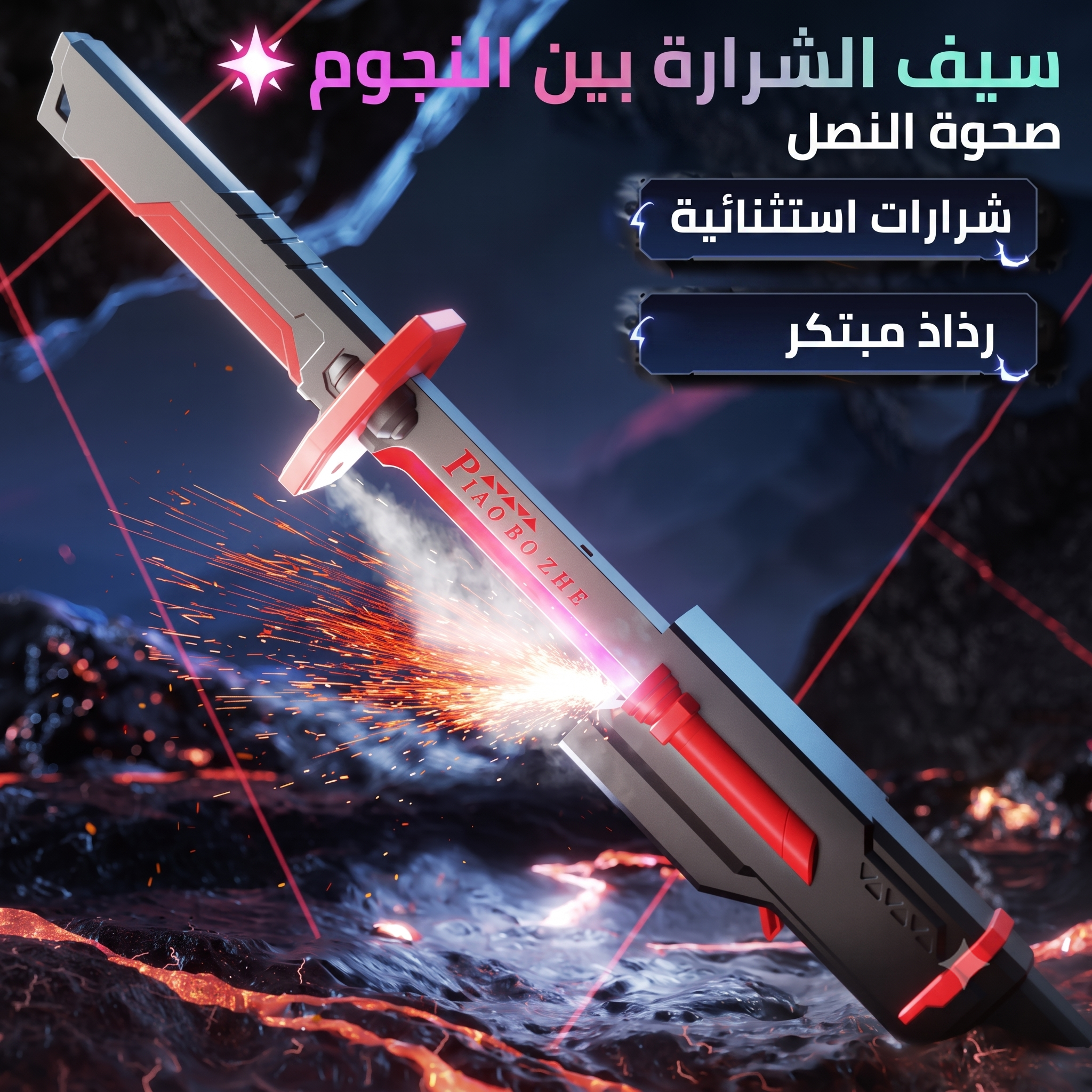 سيف سبارك بليد المضيء للأطفال والكبار - إضاءة 7 ألوان مع شرر وضباب وأصوات