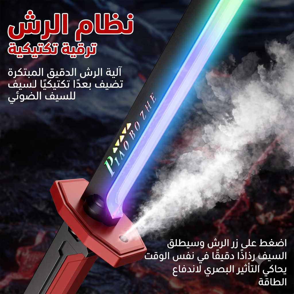 سيف سبارك بليد المضيء للأطفال والكبار - إضاءة 7 ألوان مع شرر وضباب وأصوات
