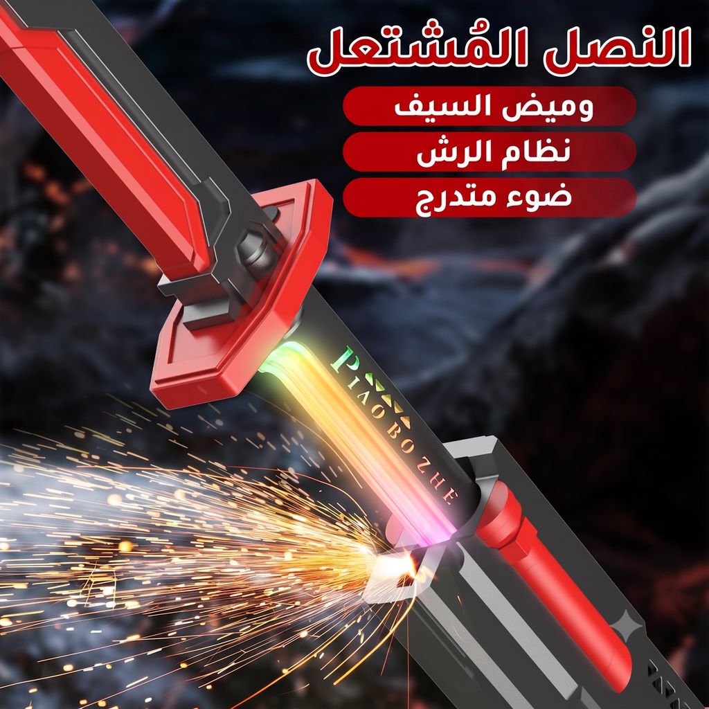 سيف سبارك بليد المضيء للأطفال والكبار - إضاءة 7 ألوان مع شرر وضباب وأصوات