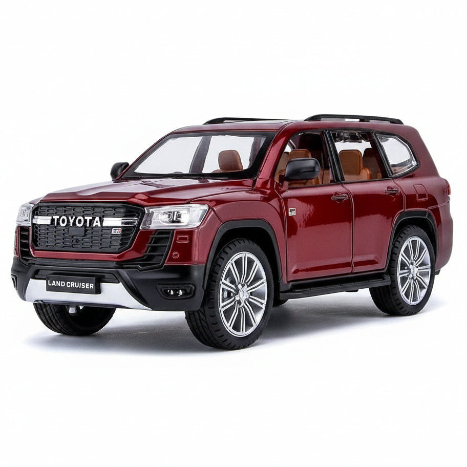 Red Toyota Land Cruiser SUV on a white background