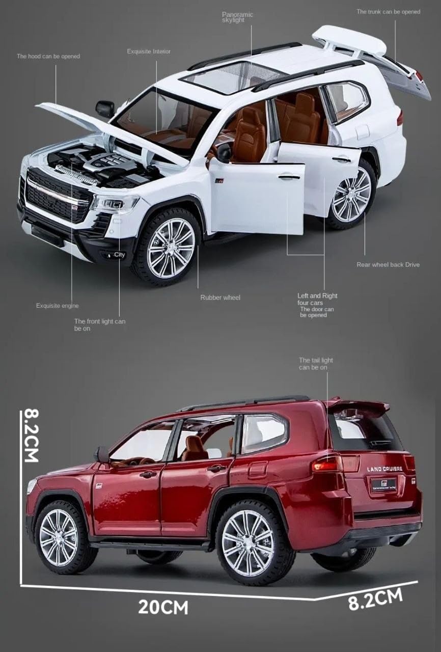 Model car with open doors and hood on a gray background