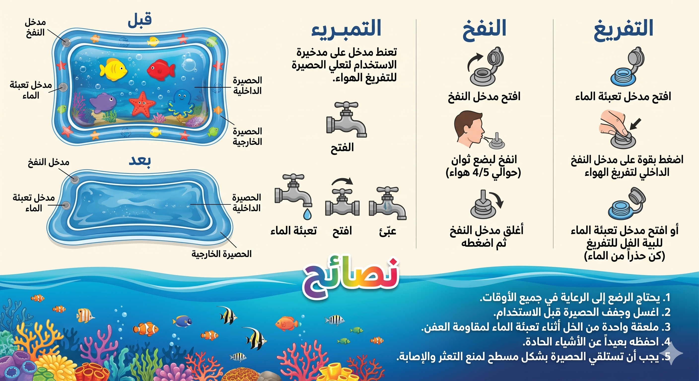 حصيرة الماء التفاعلية للأطفال الرضع