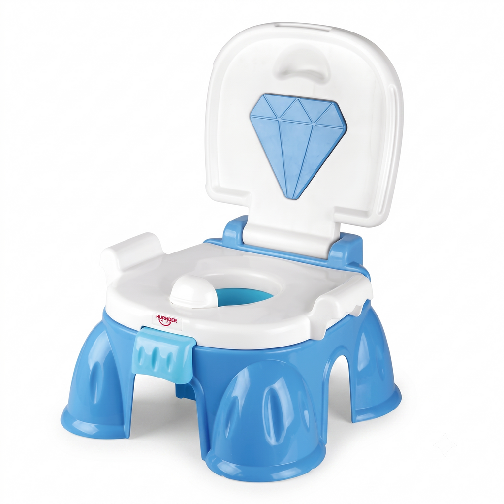 تواليت موسيقية 3 في 1 للأطفال - تواليت + كرسي + درجة - أزرق