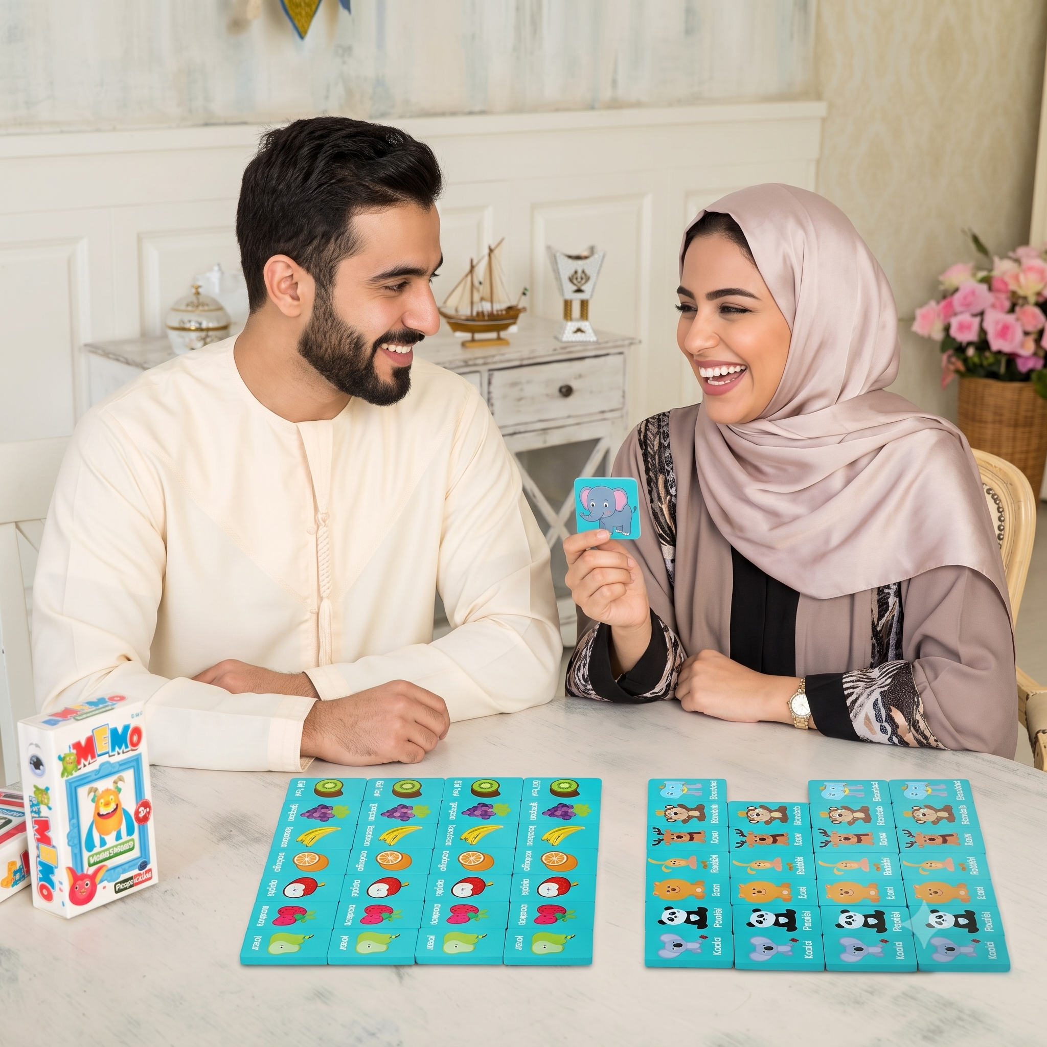 لعبة الخشب التعليمية 4 في 1 — مطابقة الفواكه والحيوانات | دومينو | شطرنج الذاكرة | للأطفال والعائلة