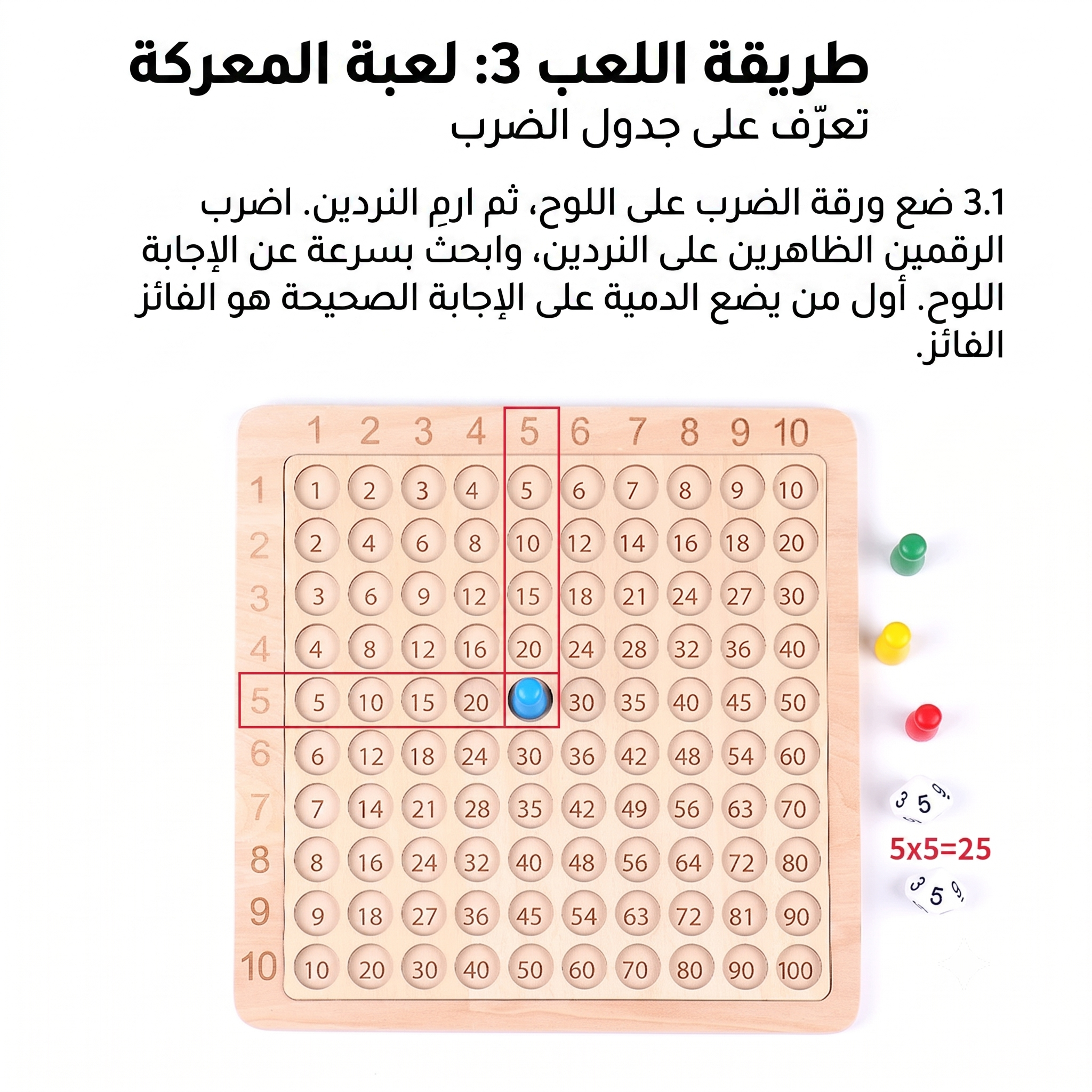 لوحة الضرب الخشبية 3 في 1  - لعبة رياضيات تعليمية