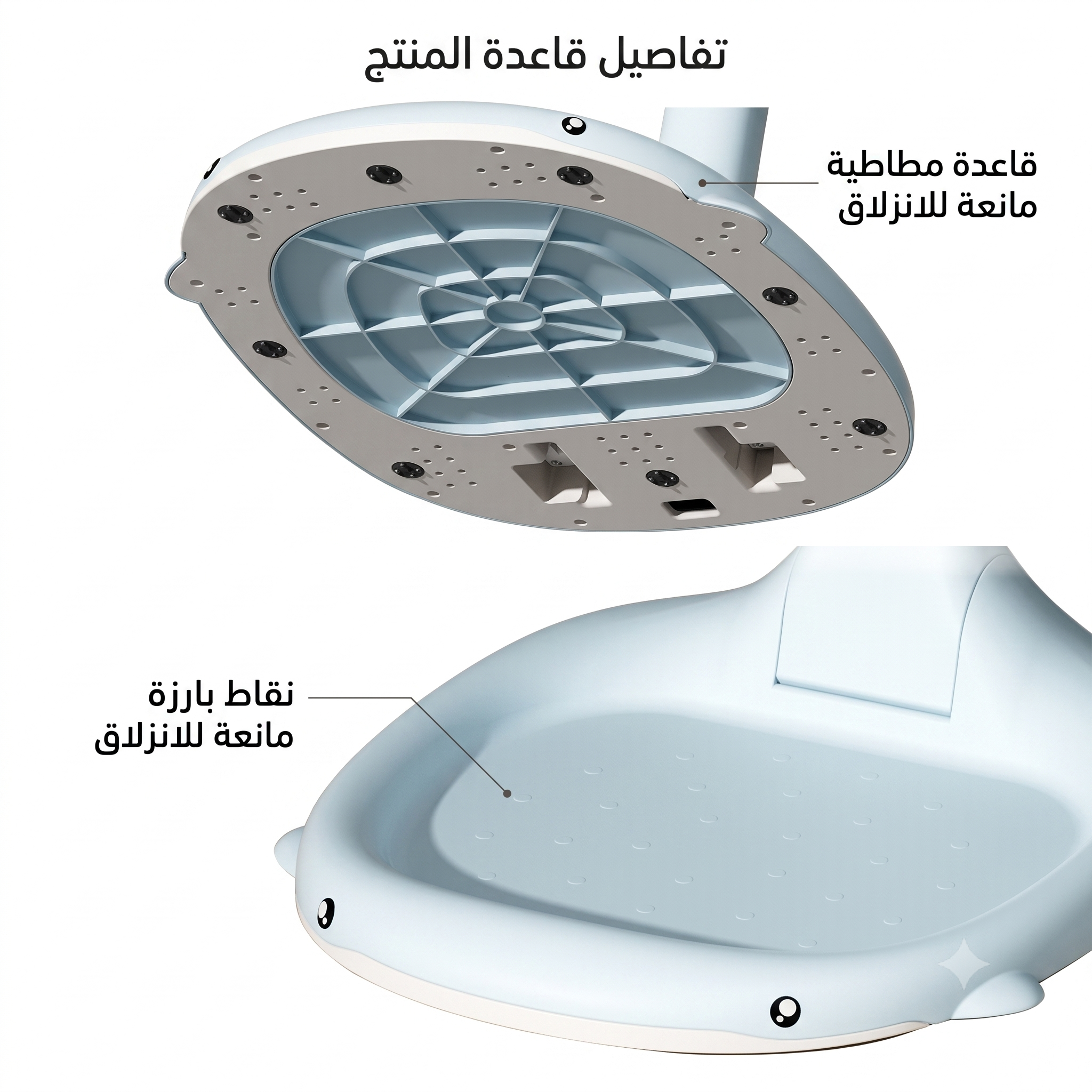 حامل استحمام الأطفال القابل للطي مع مقبض قابل للتعديل وقاعدة مانعة للانزلاق