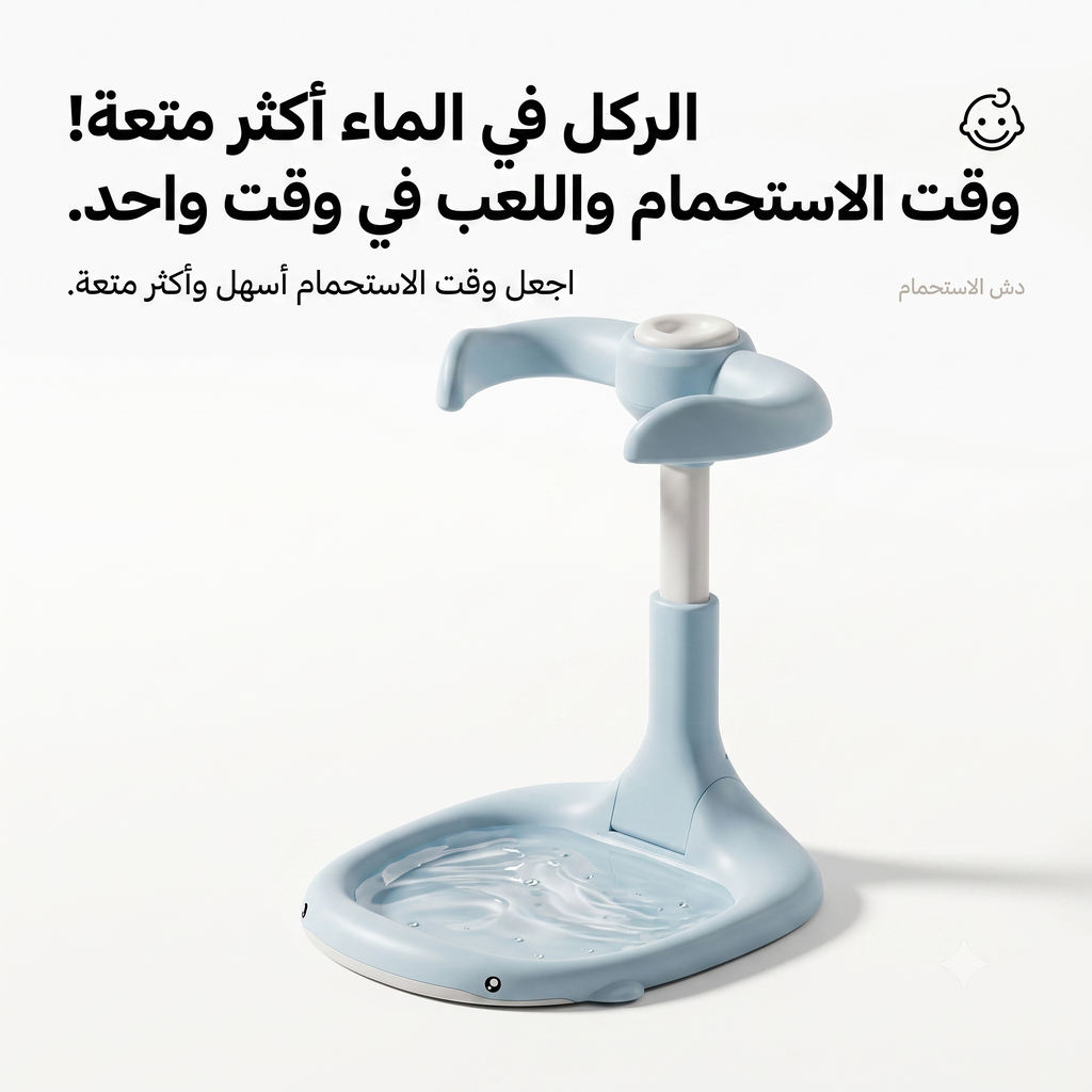 حامل استحمام الأطفال القابل للطي مع مقبض قابل للتعديل وقاعدة مانعة للانزلاق