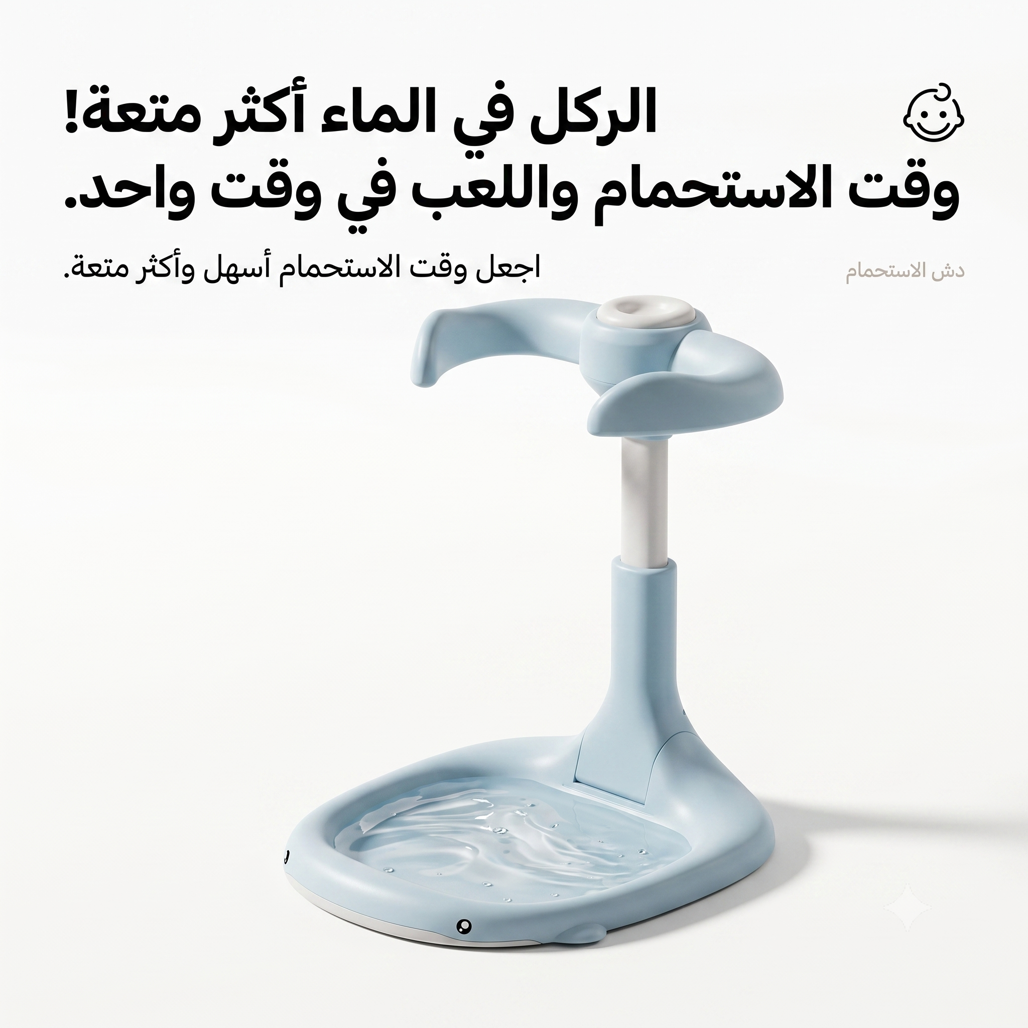 حامل استحمام الأطفال القابل للطي مع مقبض قابل للتعديل وقاعدة مانعة للانزلاق