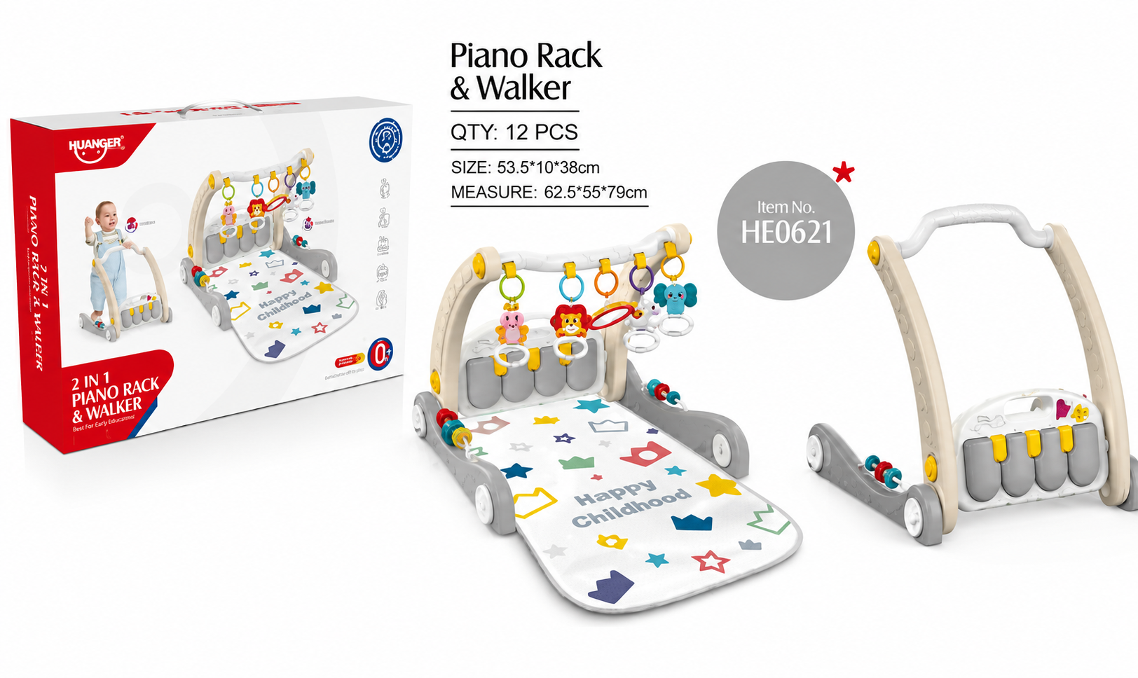 Piano rack and walker with packaging on a white background